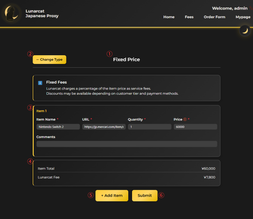 Fill in Order Details