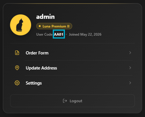 Where to find your 4-digit user code in Mypage